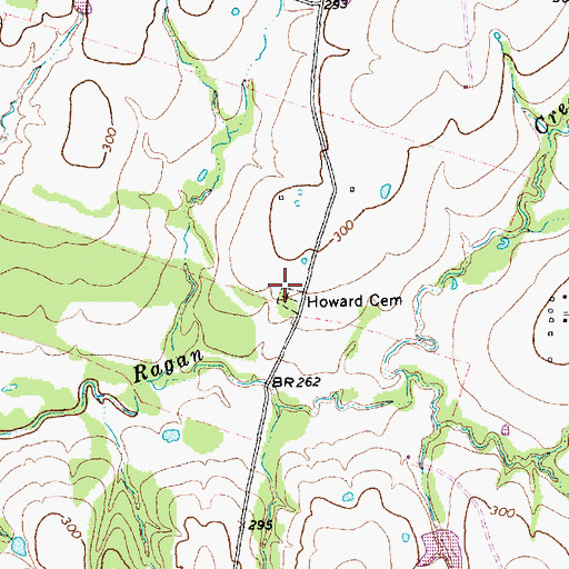 Topographic Map of Howard Cemetery, TX