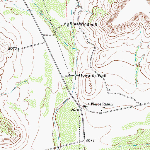 Topographic Map of Howards Well, TX