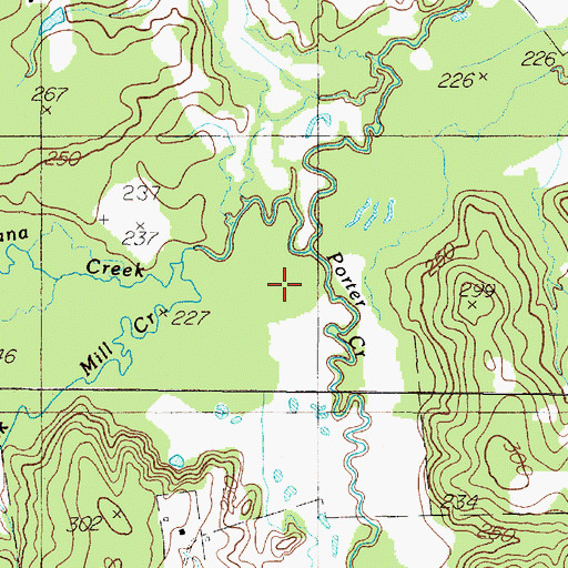 Topographic Map of Huana Creek, TX