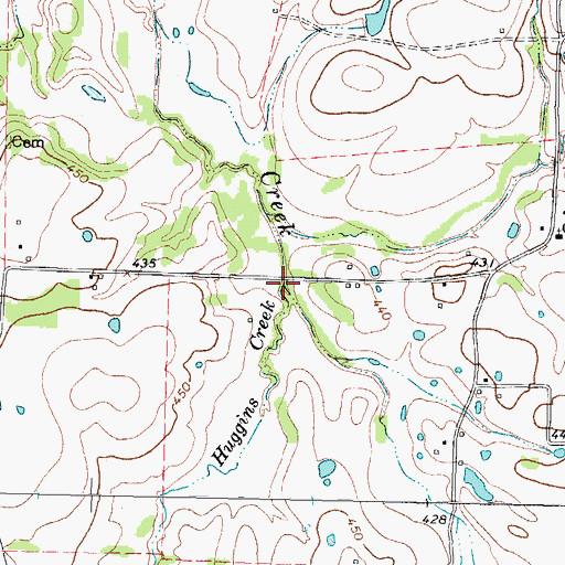 Topographic Map of Huggins Creek, TX