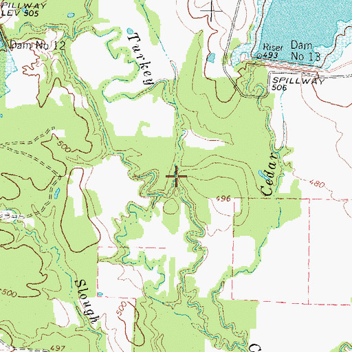 Topographic Map of Hughes Creek, TX