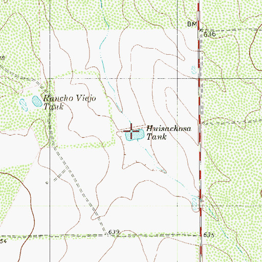 Topographic Map of Huisachosa Tank, TX