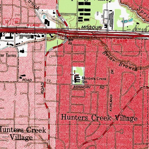 Topographic Map of Hunter Creek School, TX