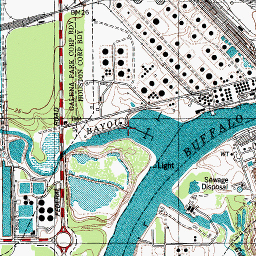 Topographic Map of Hunting Bayou, TX