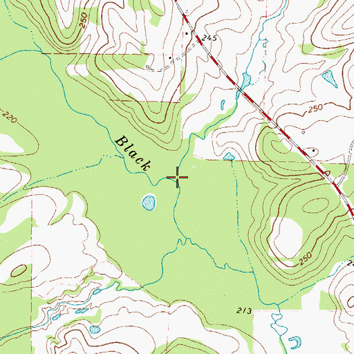 Topographic Map of Hurricane Creek, TX