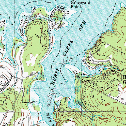 Topographic Map of Hurst Creek Arm, TX