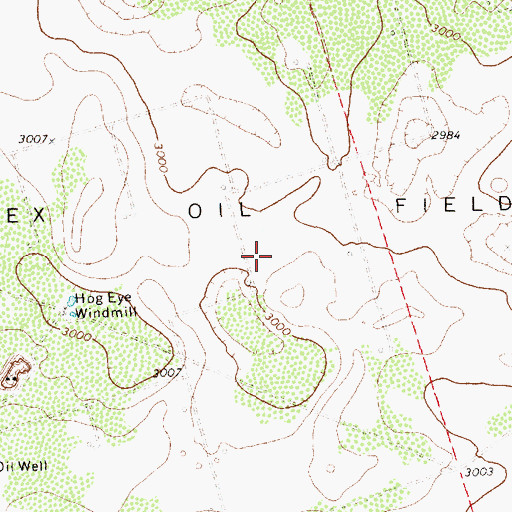 Topographic Map of Hutex Oil Field, TX