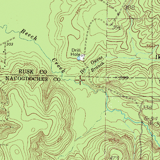 Topographic Map of Ike Owens Branch, TX