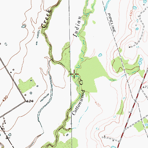 Topographic Map of Indian Camp Creek, TX