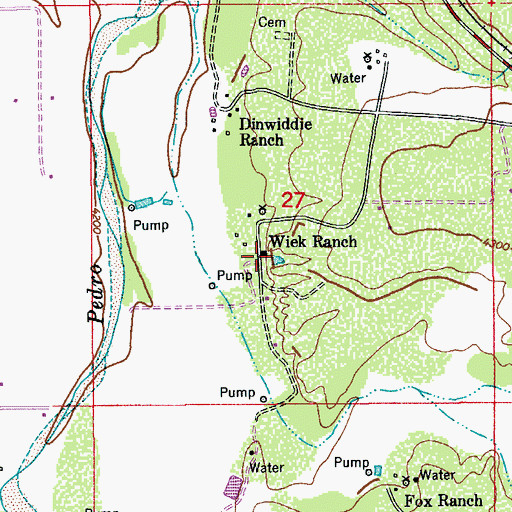 Topographic Map of Wiek Ranch, AZ