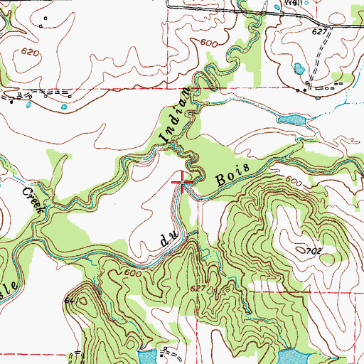 Topographic Map of Indian Creek, TX