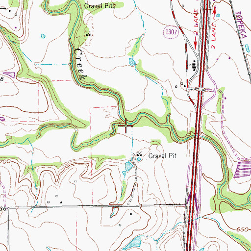 Topographic Map of Indian Creek, TX