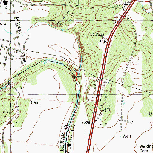 Topographic Map of Indian Creek, TX