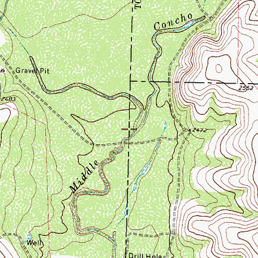 Topographic Map of Indian Creek, TX