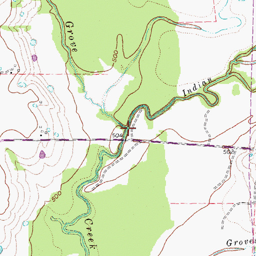 Topographic Map of Indian Creek, TX