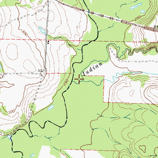 Topographic Map of Indian Creek, TX
