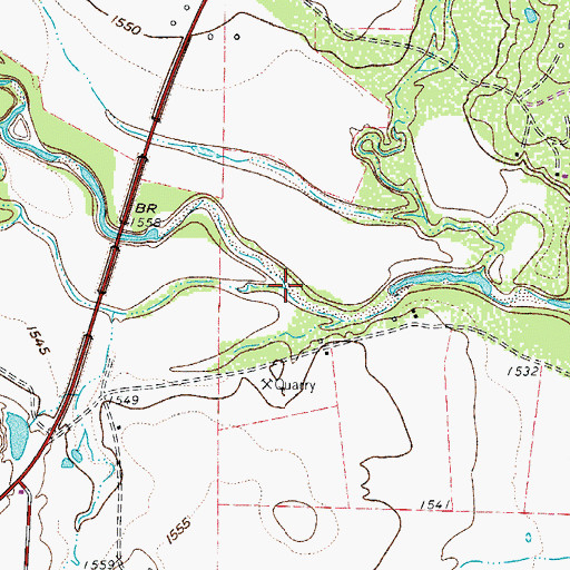 Topographic Map of Indian Creek, TX