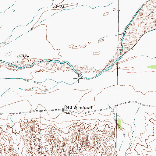 Topographic Map of Indian Creek, TX