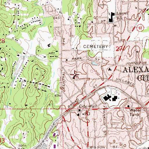 Topographic Map of First Methodist Church, AL