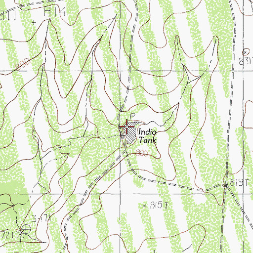 Topographic Map of Indio Tank, TX