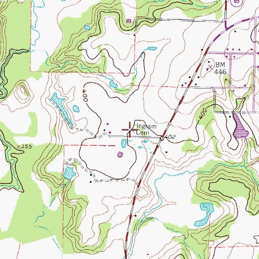 Topographic Map of Ingram Cemetery, TX