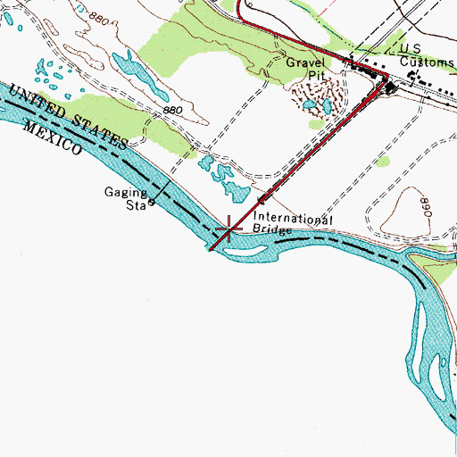 Topographic Map of International Bridge, TX