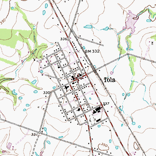 Topographic Map of Iola, TX