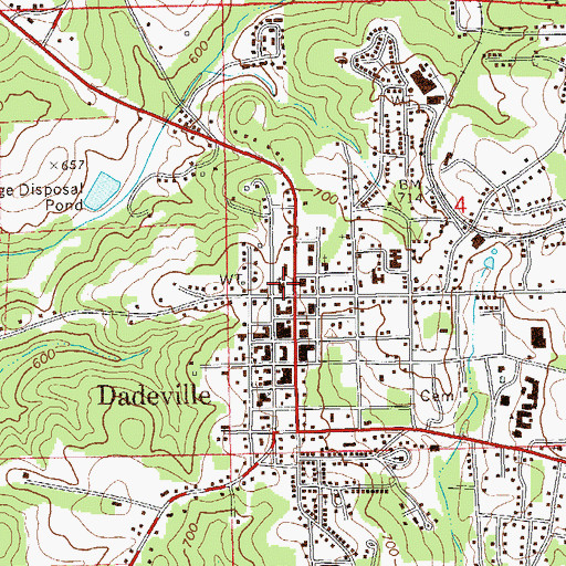 Topographic Map of First Methodist Church of Dadeville, AL