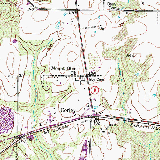 Topographic Map of Irby Cemetery, TX