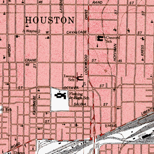 Topographic Map of Isaacs School, TX