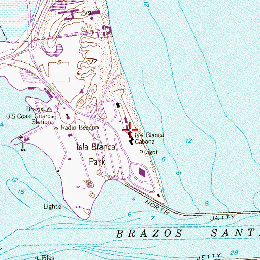 Topographic Map of Isla Blanca Cabana, TX
