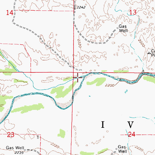Topographic Map of Ivanhoe Creek, TX