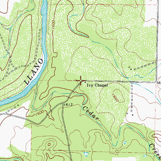 Topographic Map of Ivy Chapel, TX