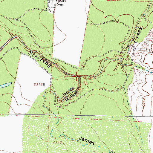 Topographic Map of James Hollow, TX