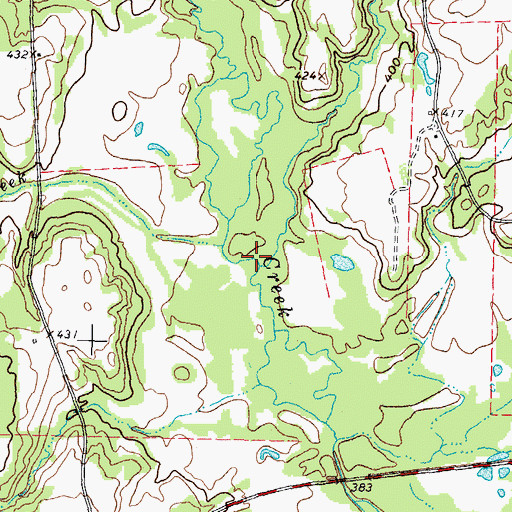 Topographic Map of Jarred Branch, TX