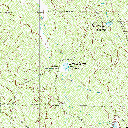 Topographic Map of Javalina Tank, TX