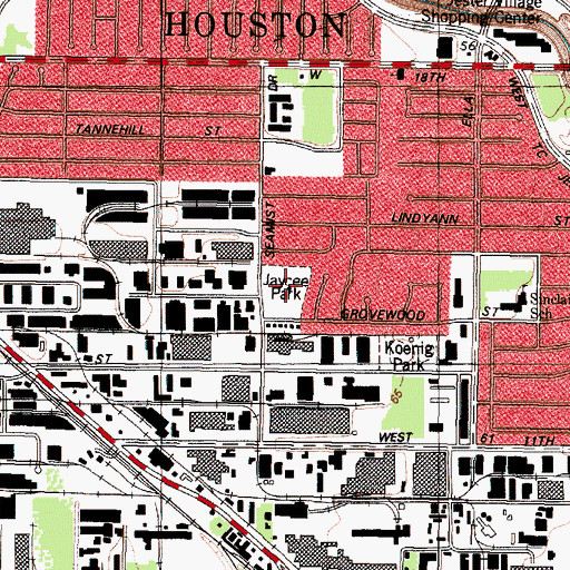 Topographic Map of Jaycee Park, TX