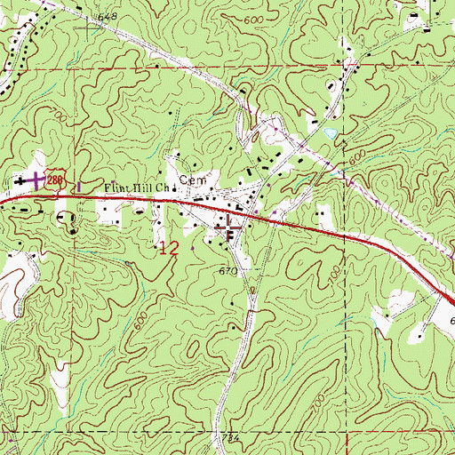 Topographic Map of Flint Hill United Methodist Church, AL