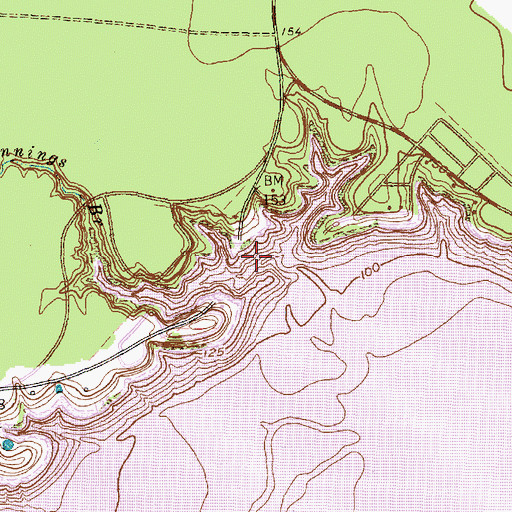 Topographic Map of Jennings Branch, TX