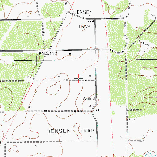 Topographic Map of Jensen Trap, TX