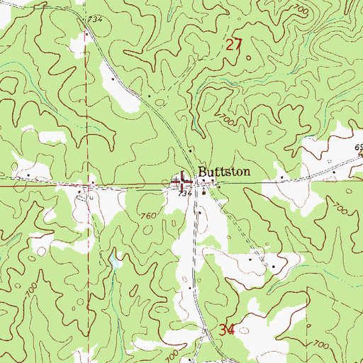 Topographic Map of Buttston Baptist Church, AL