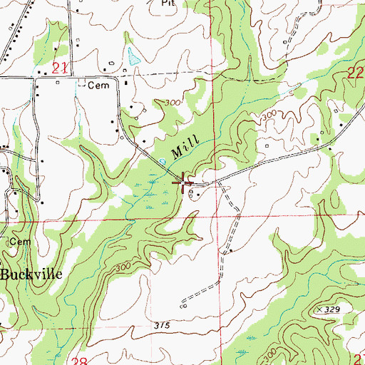 Topographic Map of Gauntts Mill (historical), AL