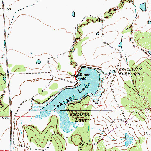 Topographic Map of Johnson Lake, TX