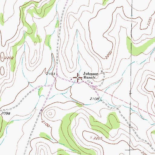 Topographic Map of Johnson Ranch, TX