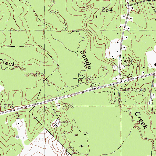 Topographic Map of Johnsons Mill Creek, TX