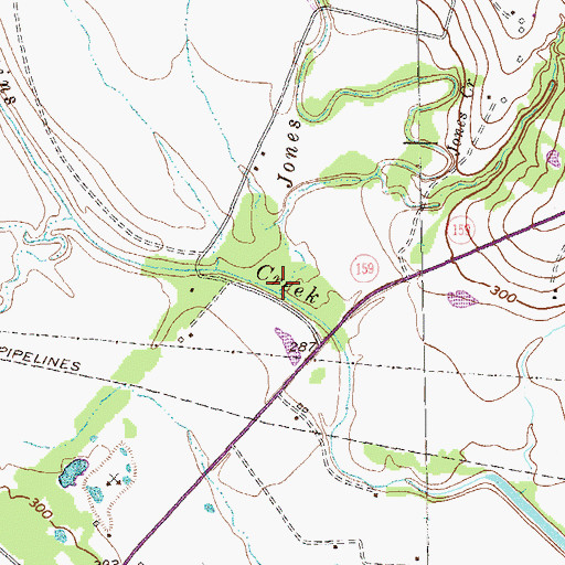 Topographic Map of Jones Creek, TX