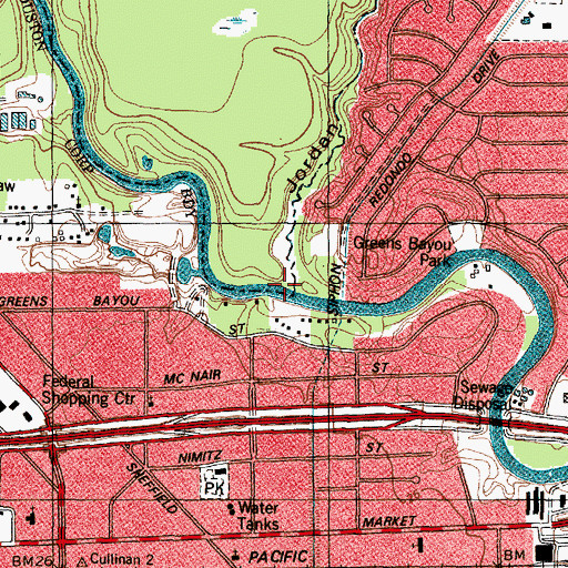 Topographic Map of Jordan Gully, TX