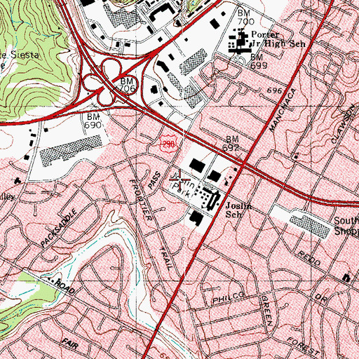 Topographic Map of Joslin Park, TX