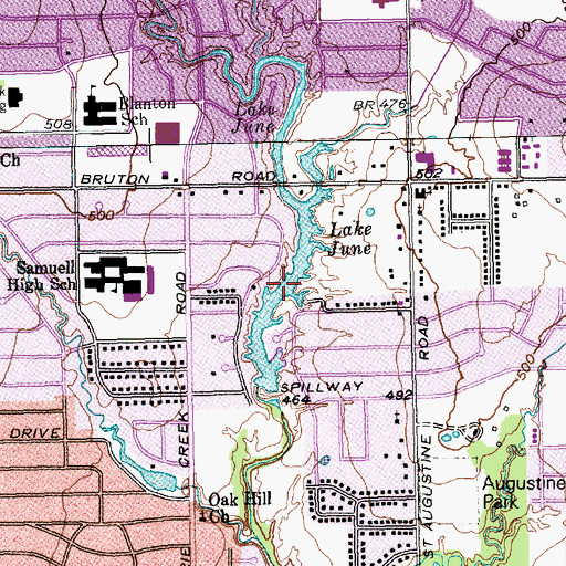 Topographic Map of Lake June, TX