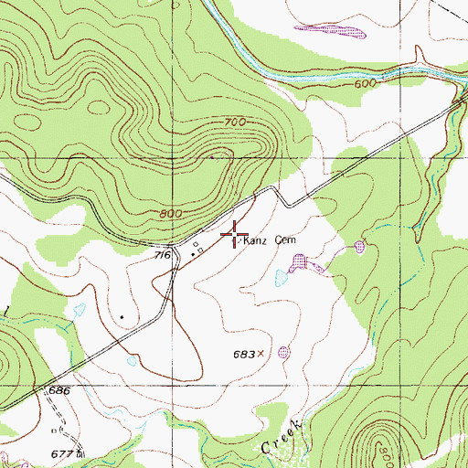 Topographic Map of Kanz Cemetery, TX